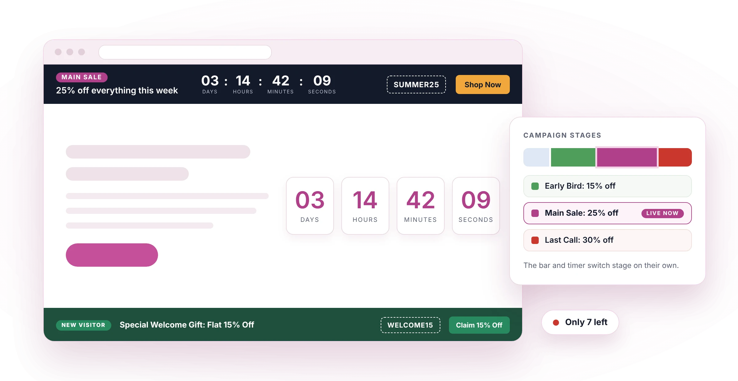 Divi Countdown Extended module showing countdown timer designs